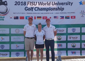 Drei Aktive der Deutschen Studierenden-Nationalmannschaft bei der WUC Golf  